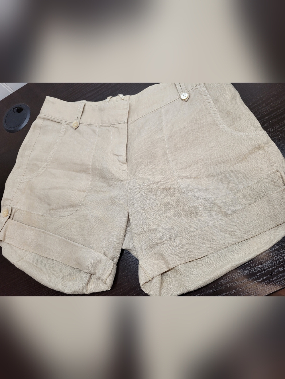 J.Crew Women's Size 0 100% Linen Cuffed Shorts - Beige Flax Neutral